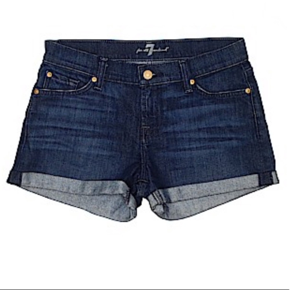 NWOT 7 For All Mankind Mid-Rise Blue Denim Shorts